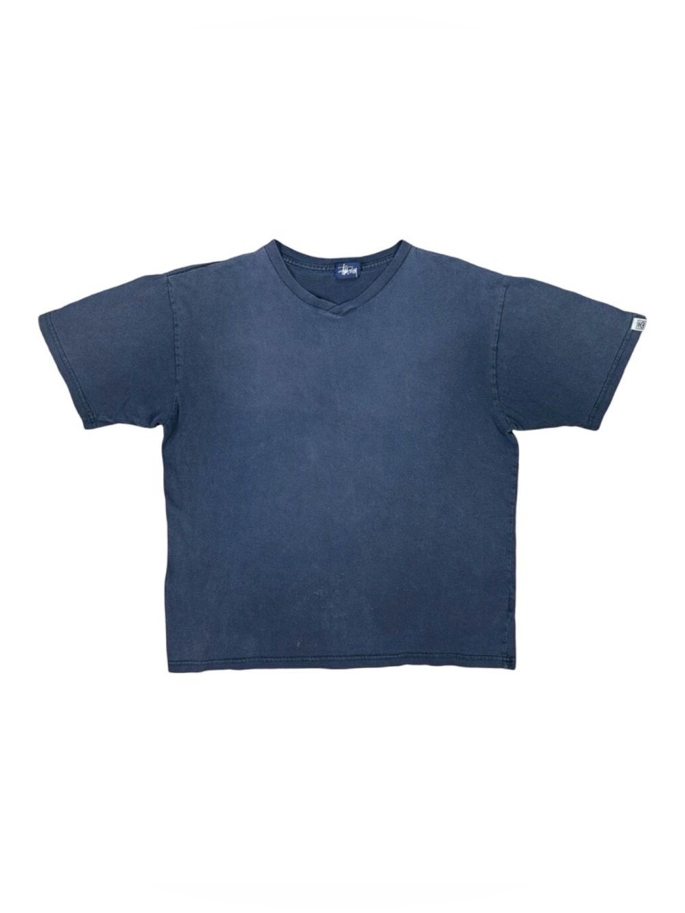 Vintage Stรผssy Gray V-Neck Blank Tee - Size Large